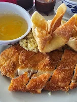 Lemon Chicken with Fried Rice and Crabmeat Rangoon
